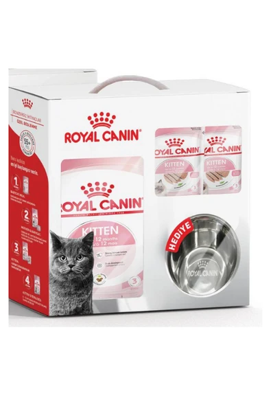 Royal Canin Kitten Yavru Kedi Maması 2 Kg ve 6 Adet Yaş Mama + Mama Kabı Hediyeli ürün görseli 1