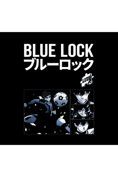 fame-stoned Blue Lock Anime Baskılı Unisex %100 Pamuk Siyah T-shirt - Resim 2