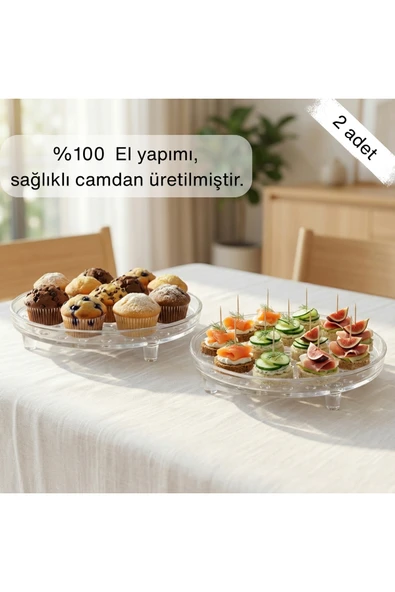 Selen Concept Bubble Model Cam Ayaklı Sunumluk 2'li Set ürün görseli 1