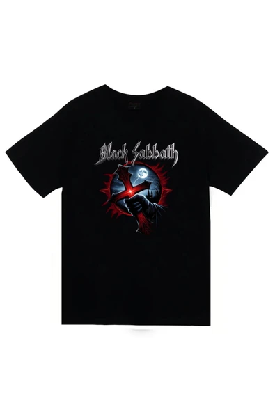fame-stoned Black Sabbath Baskılı Unisex %100 Pamuk Siyah T-shirt ürün görseli 1