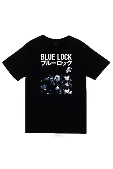 fame-stoned Blue Lock Anime Baskılı Unisex %100 Pamuk Siyah T-shirt ürün görseli 1