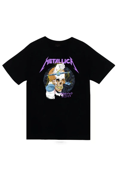 fame-stoned Metallica Baskılı Unisex %100 Pamuk Siyah T-shirt ürün görseli 1
