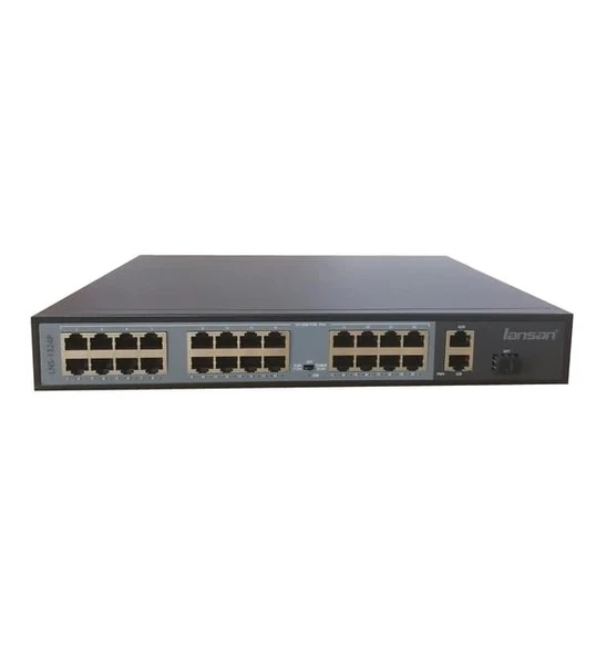 LANSAN 24 PORT POE 10/100 2 UPLİNK 1 SFP SWITCH LNS-1324P ürün görseli 1