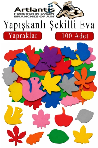 Şekilli Eva Yapışkanlı Yapraklar 100 lü 1 Paket Kendinden Yapışkanlı Eva Sticker Okul Öncesi Kreş Ana Sınıfı ürün görseli 1
