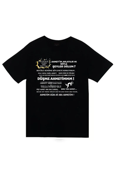 fame-stoned Düşme Ahmedim Baskılı Unisex %100 Pamuk T-shirt ürün görseli 1