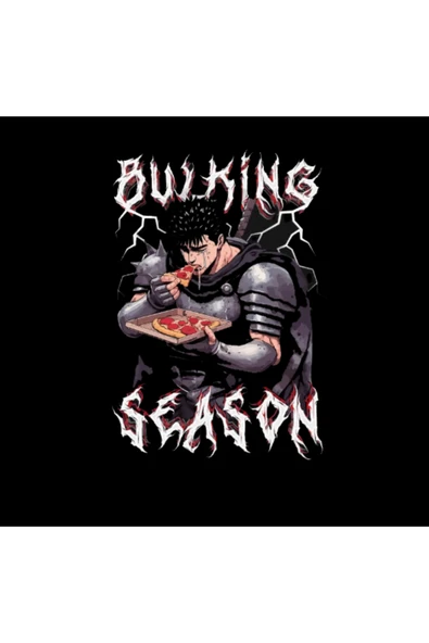 fame-stoned Berserk - Guts Baskılı Unisex %100 Pamuk Siyah T-shirt - Resim 2