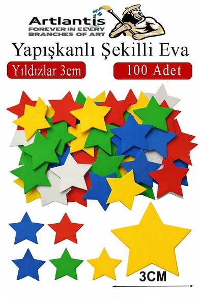 Şekilli Eva Yapışkanlı Yıldız 100 lü 1 Paket Kendinden Yapışkanlı Eva Sticker Okul Öncesi Kreş Ana Sınıfı ürün görseli 1