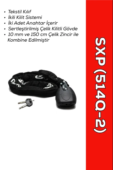 SXP ZİNCİR KİLİT 150CM (514Q-2) - Hırsızlığa Karşı Yüksek Güvenlik ürün görseli 1