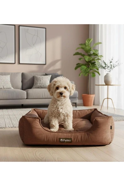 PATİTEX Özel Seri Kadife Yatak- Kedi Yatak- Köpek Yatak - Lux Yatak- Minderli Yatak - S ve M Beden ürün görseli 1