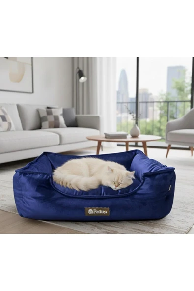 PATİTEX Özel Seri Kadife Yatak- Kedi Yatak- Köpek Yatak - Lux Yatak- Minderli Yatak - S ve M Beden ürün görseli 1