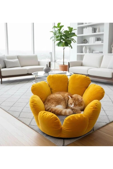 PATİTEX Kaktüs Model- Kedi Yatak - Köpek Yatak - Kadife Yatak - Kendinden Minderli ürün görseli 1