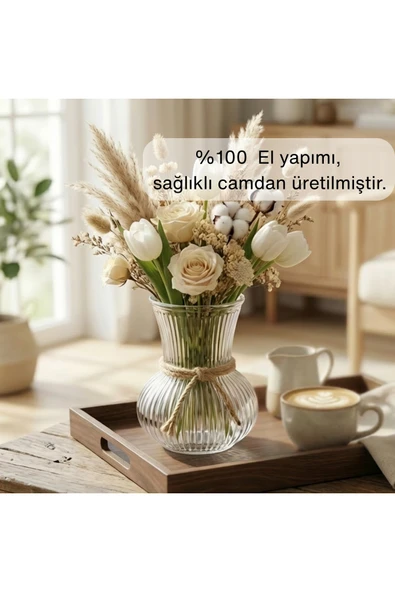 Selen Concept Çizgili Linea Damla Model Küçük Vazo ürün görseli 1