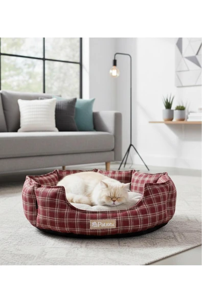 PATİTEX Oscar Ekoseli Sepet Koltuk- Köpek Yatak - Kedi Yatak- Kendinden Minderli -Yıkanabilir ürün görseli 1