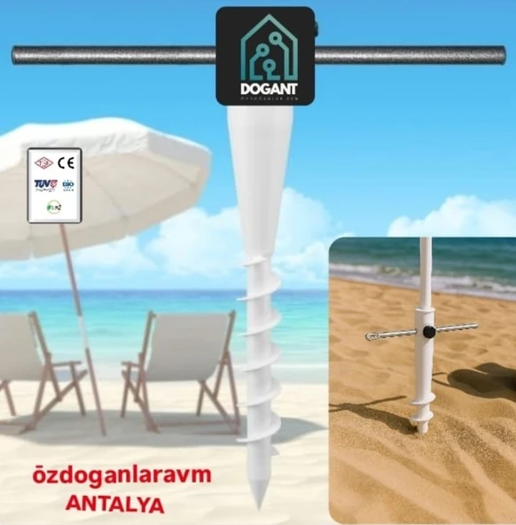 XXXXL 48 Cm Beyaz Plaj Deniz Bahçe Şemsiyesi  Kazığı Metal ürün görseli 1