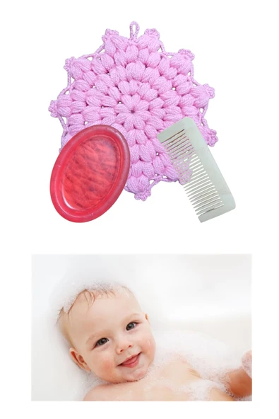 3'lü Bebek Bıcı Bıcı Seti El Örgüsü Doğal Banyo Lifi Limon Ağacı Yumuşak Tarak Doğal Sabun ürün görseli 1