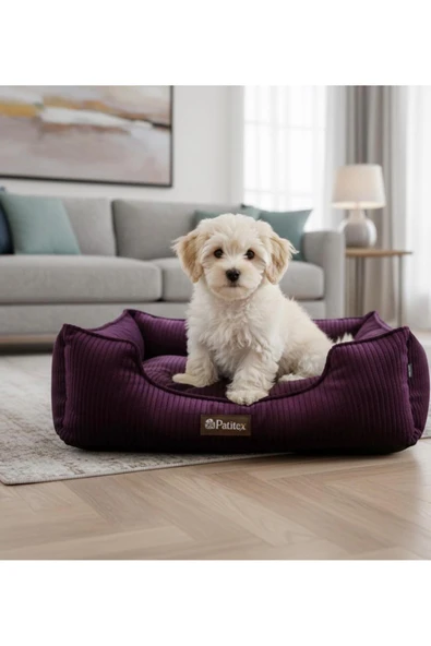 PATİTEX Özel Seri Kadife Yatak- Kedi Yatak- Köpek Yatak - Lux Yatak- Minderli Yatak - S ve M Beden ürün görseli 1