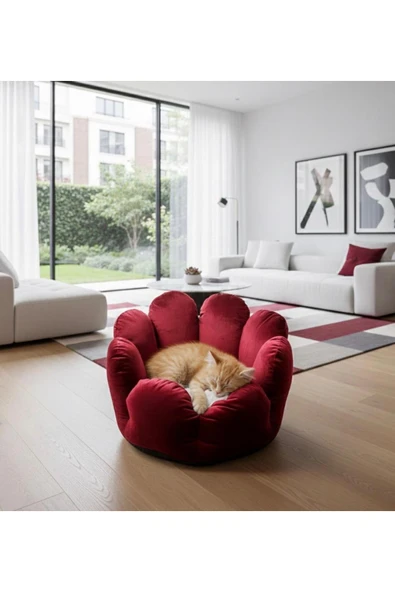 PATİTEX Kaktüs Model -Kedi Yatak - Köpek Yatak - Kadife Yatak - Kendinden Minderli ürün görseli 1