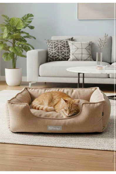 PATİTEX Özel Seri Kadife Yatak- Kedi Yatak- Köpek Yatak - Lux Yatak- Minderli Yatak - S ve M Beden ürün görseli 1