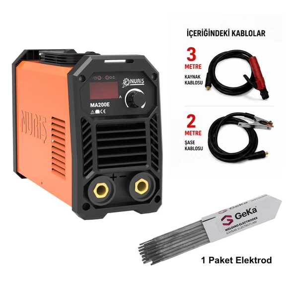 Nuriş MA200E İnverter Kaynak Makinesi 200A + 1 Paket 2.5mm Elektrot ürün görseli 1