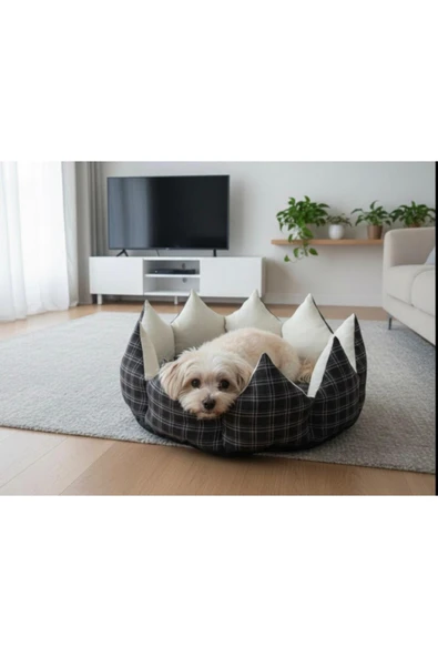 PATİTEX Lüx Konfor Taç Yatak - Kedi Köpek Yatak- Kendinden Minderli -Yıkanabilir ürün görseli 1