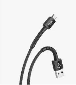 Linktech K551 Safe 2.4A Örgülü Metal Başlı Mikro USB Şarj Kablosu, Siyah ürün görseli 1