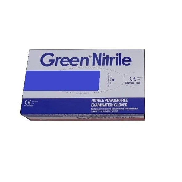 Green Nitril Mavi Eldiven M Beden 100'lü - Resim 2