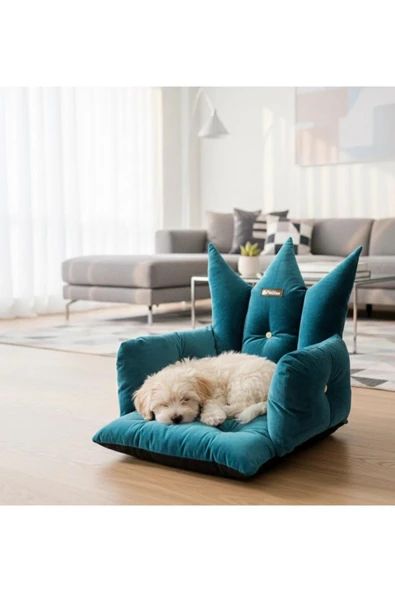PATİTEX Kral Taç Model- Kedi Yatak - Köpek Yatak - Kadife Yatak - Kendinden Minderli ürün görseli 1