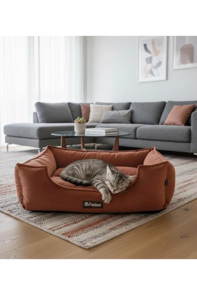PATİTEX Özel Seri Kadife Yatak- Kedi Yatak- Köpek Yatak - Lux Yatak- Minderli Yatak - S ve M Beden ürün görseli 1