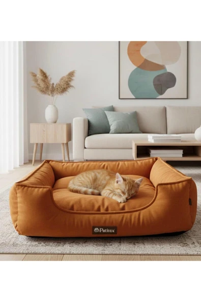 PATİTEX Özel Seri Kadife Yatak- Kedi Yatak- Köpek Yatak - Lux Yatak- Minderli Yatak - S ve M Beden ürün görseli 1
