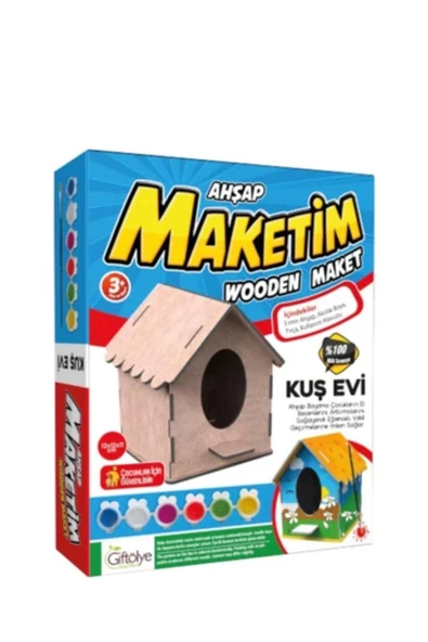 Giftölye Ahşap Maket Kuş Evi-Boyama- Hobby ürün görseli 1