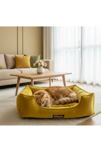 PATİTEX Özel Seri Kadife Yatak- Kedi Yatak- Köpek Yatak - Lux Yatak- Minderli Yatak - S ve M Beden ürün görseli 1