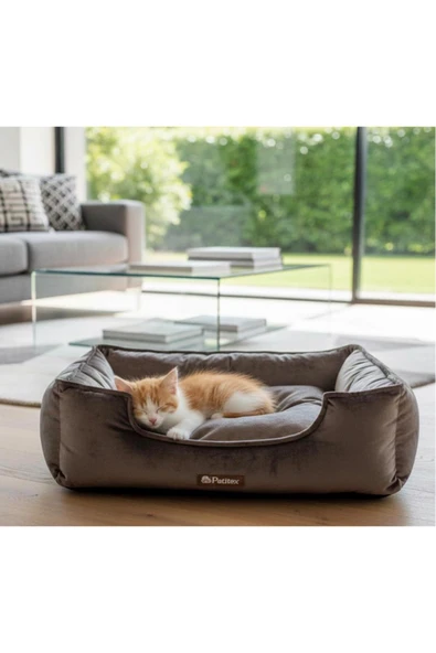 PATİTEX Özel Seri Kadife Yatak- Kedi Yatak- Köpek Yatak - Lux Yatak- Minderli Yatak - S ve M Beden ürün görseli 1