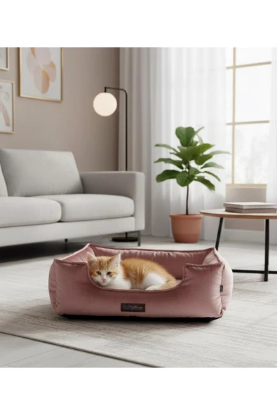 PATİTEX Özel Seri Kadife Yatak- Kedi Yatak- Köpek Yatak - Lux Yatak- Minderli Yatak - S ve M Beden ürün görseli 1