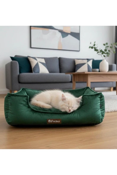 PATİTEX Özel Seri Kadife Yatak- Kedi Yatak- Köpek Yatak - Lux Yatak- Minderli Yatak - S ve M Beden ürün görseli 1