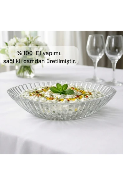 Selen Concept Damla Model El Yapımı Cam Salata Kasesi ve Meyvelik Tekli ürün görseli 1