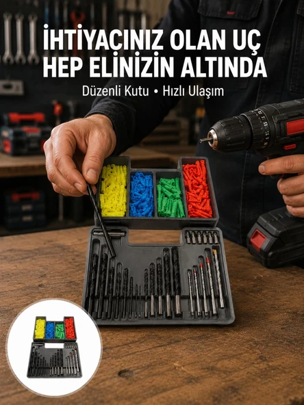 Matkap Ucu Seti 24 Parça Organizer Kutulu Ahşap Metal Beton Uyumlu ürün görseli 1