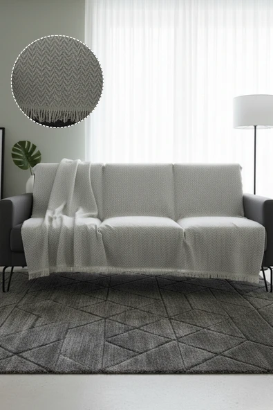 Pamuklu Koltuk Örtüsü 170x210 cm Tekli&Üçlü Koltuk,Çekyat ve Berjer İçin Modern Çizgili Yıkanabilir ürün görseli 1