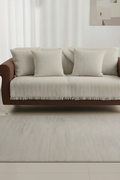 Pamuklu Koltuk Örtüsü 170x210 cm Tekli&Üçlü Koltuk,Çekyat ve Berjer İçin  Krem ürün görseli 1