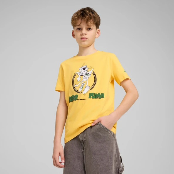 Puma Super Graphic Çocuk Sarı T-Shirt ürün görseli 1