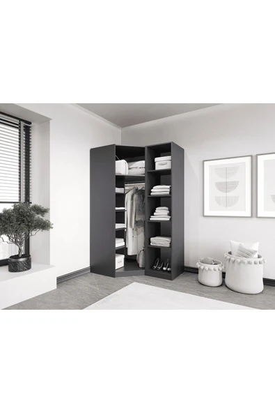 CANBAZ FURNİTURE Esla modüllü 2 cam kapaklı köşe %100 MDF (KURULUM DAHİL) ürün görseli 1