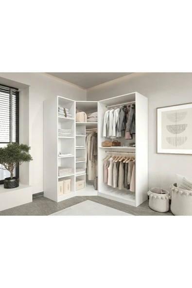 CANBAZ FURNİTURE Esla modüllü 4 cam kapaklı köşe %100 MDF (KURULUM DAHİL) ürün görseli 1