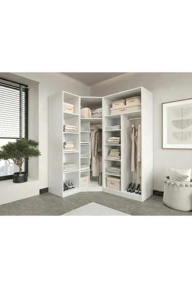 CANBAZ FURNİTURE Esla modüllü 4 cam kapaklı köşe %100 MDF (KURULUM DAHİL) ürün görseli 1