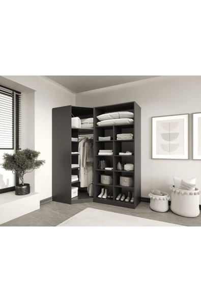 CANBAZ FURNİTURE Esla modüllü 3 cam kapaklı köşe %100 MDF (KURULUM DAHİL) ürün görseli 1
