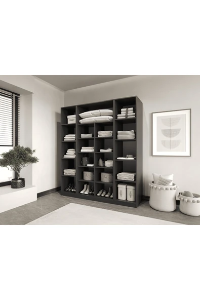 CANBAZ FURNİTURE Esla modüllü 4 cam kapaklı %100 MDF (KURULUM DAHİL) ürün görseli 1