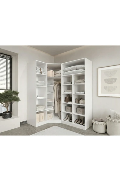 CANBAZ FURNİTURE Esla modüllü 4 cam kapaklı köşe %100 MDF (KURULUM DAHİL) ürün görseli 1
