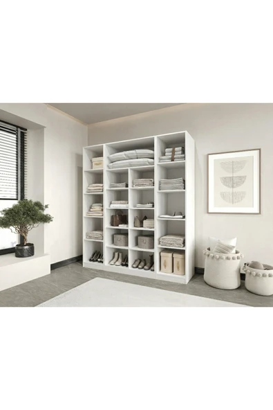 CANBAZ FURNİTURE Esla modüllü 4 cam kapaklı %100 MDF (KURULUM DAHİL) ürün görseli 1