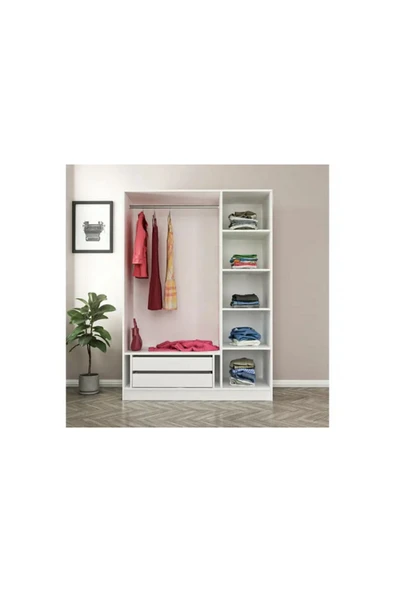 CANBAZ FURNİTURE Esla Modüllü 3 Cam Kapaklı Giyinme Dolabı %100 MDF (KURULUM DAHİL) ürün görseli 1