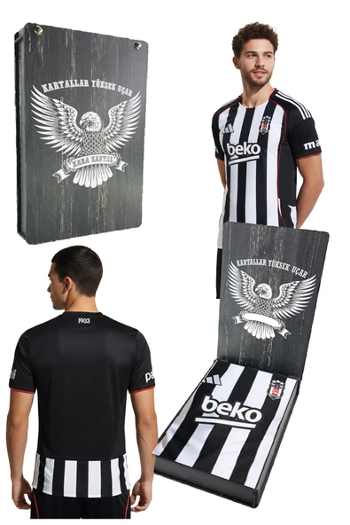 Beşiktaş Lisanslı 25/26 Siyah Beyaz Çubuklu Forma Lazer Kutu Hediyeli ürün görseli 1