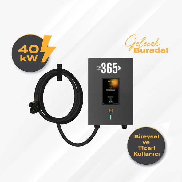 E 365 DC Duvar Tip 10 İnç Ekranlı MID Sayaçlı Tek Kablolu RFID 40kW Şarj İstasyonu (Bireysel ve Ticari Kullanıcı) ürün görseli 1