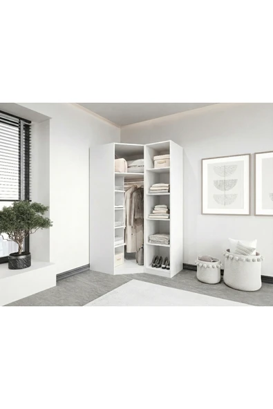 CANBAZ FURNİTURE Esla modüllü 2 cam kapaklı köşe %100 MDF (KURULUM DAHİL) ürün görseli 1